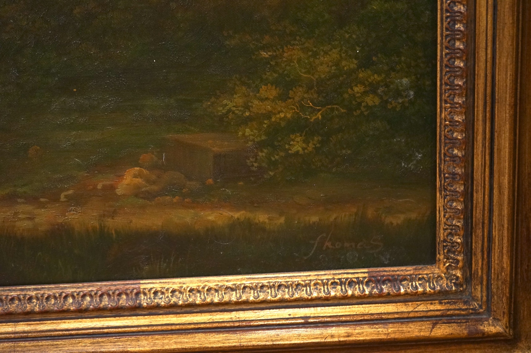 Thomas, Contemporary decorative Italianate landscape with figures, signed, oil on canvas, 77 x 100cm
